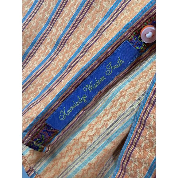 Robert Graham Striped Button Up‎ Dress Shirt Orange Blue Red Green Mens Large - Picture 5 of 10